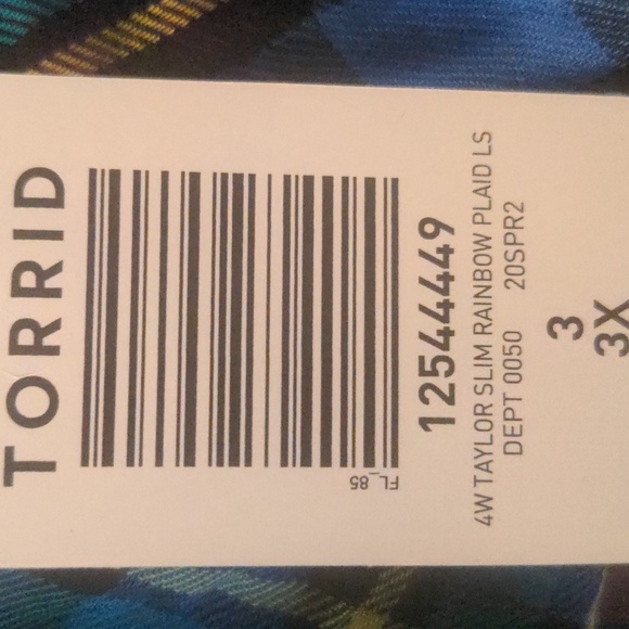 Torrid size 3 plaid rainbow shirt NWT - Picture 4 of 10